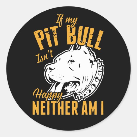 Schattigee Pit Bull Mam Pap Puppy Dog Funny Pitbul Ronde Sticker (Voorkant)