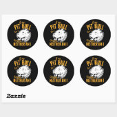 Schattigee Pit Bull Mam Pap Puppy Dog Funny Pitbul Ronde Sticker (Vel)