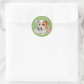Schattigee Pit Bull Puppy met Spring Flower Ronde Sticker (Tas)