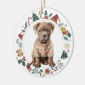 Schattigee Pit Bull Terrier in Winter Sweater Kers Keramisch Ornament (Links)
