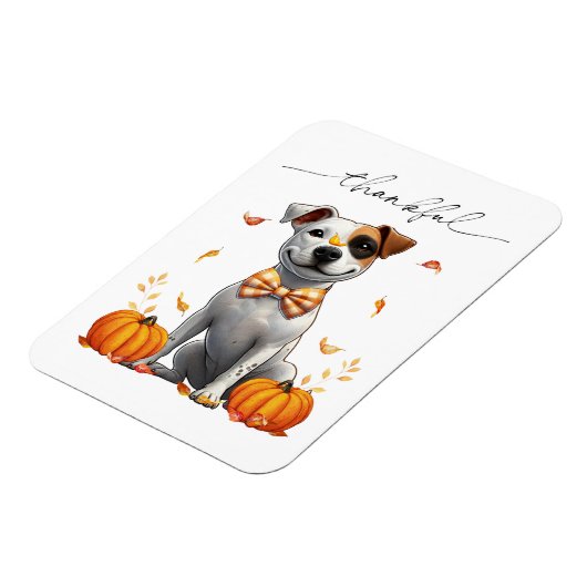 Schattigee pitbull dankbare Herfst pompoenen Magneet (Linkerzijde)