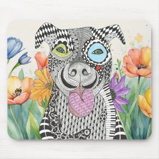 Schattigee Pitbull Dog Mousepad Muismat (Voorkant)