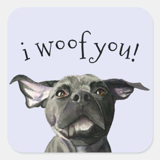 Schattigee pitbull hond Wiggly Ears | Ik weed je Vierkante Sticker (Voorkant)
