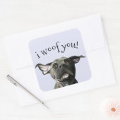 Schattigee pitbull hond Wiggly Ears | Ik weed je Vierkante Sticker (Envelop)