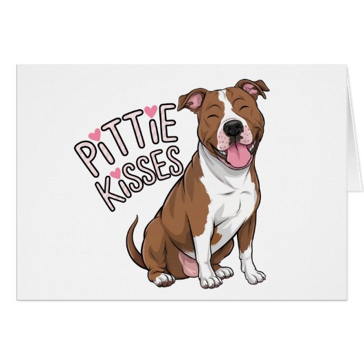 Schattigee Pitbull Kusses Dog Love Pittie Pit Bull (Voorkant Horizontaal)