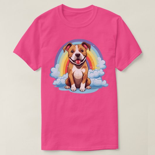 Schattigee Pitbull Rainbow Cloud Puppy Dog Kawaii T-shirt (Design voorkant)