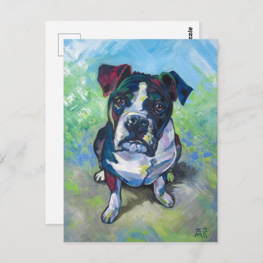 Schattigee pitbull schilderij briefkaart (Voorkant / Achterkant)