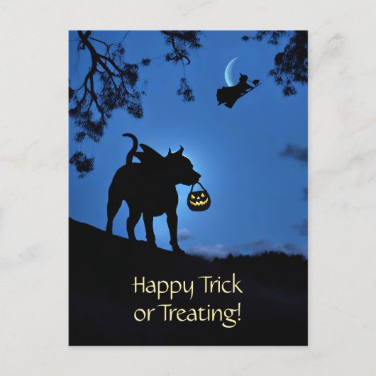 Schattigee Pitbull Vampire Kostuum Halloween Feestdagenkaart (Voorkant)