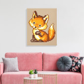 Schattigee Pixel Art Fox Canvas Afdruk (Insitu (Woonkamer))