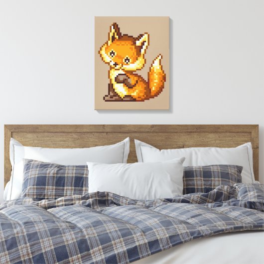 Schattigee Pixel Art Fox Canvas Afdruk (Insitu (Slaapkamer))