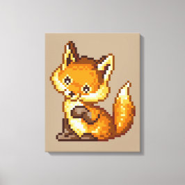 Schattigee Pixel Art Fox Canvas Afdruk
