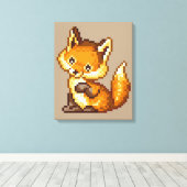 Schattigee Pixel Art Fox Canvas Afdruk (Insitu (Houten vloer))