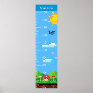 Schattigee Pixel Art Landscape Groeigrafieken Poster