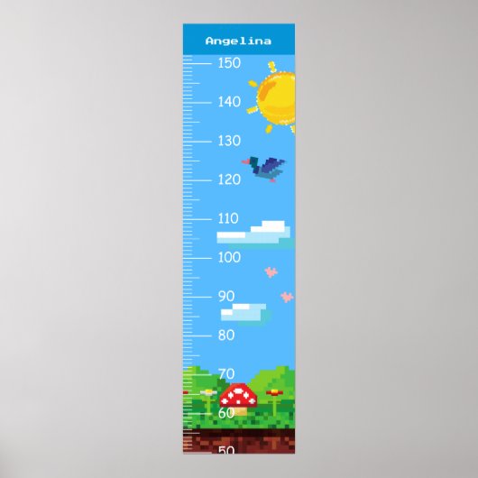 Schattigee Pixel Art Landscape Groeigrafieken Poster (Voorkant)