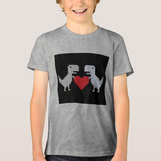 Schattigee Pixel Dinosaur Love Kinder T-shirt – Le (Voorkant)