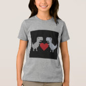 Schattigee Pixel Dinosaur Love Kinder T-shirt – Le (Voorkant)