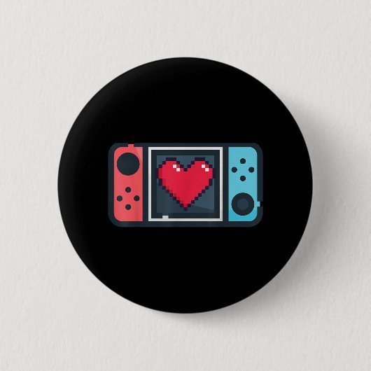 Schattigee Pixel Heart Gamer Valentijnsdag T voor  Ronde Button 5,7 Cm (Voorkant)