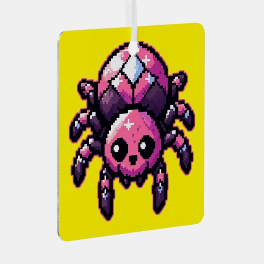 Schattigee-pixelspin Metalen Ornament (Voorkant Rechts)