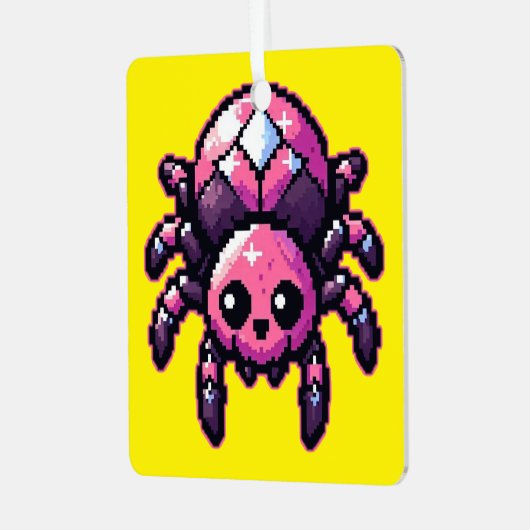 Schattigee-pixelspin Metalen Ornament (Voorkant links)