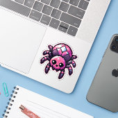Schattigee-pixelspin Sticker (Laptop met iPhone)