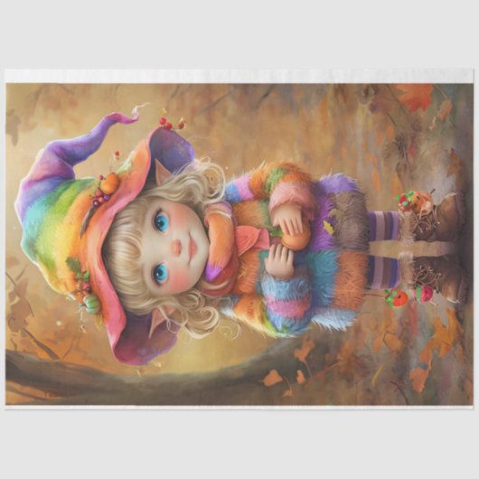 Schattigee Pixie Pastel en Herfstkleuren Weefselpa Tissuepapier (Voorkant)