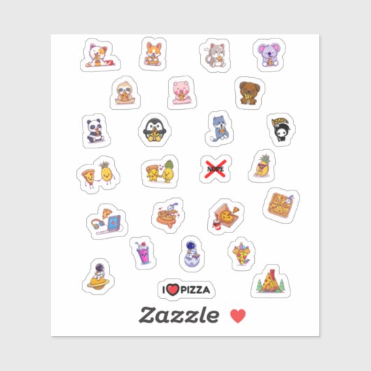 Schattigee Pizza Astronaut Dierenananas Pack Sticker (Vel)