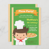 Schattigee Pizza Chef Boy Kids Verjaardagsfeest Kaart (Voorkant / Achterkant)