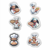 Schattigee Pizza Chef en Spaghetti Italiaans Sticker (Voorkant)