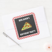 Schattigee Pizza Kids Verjaardagsfeestje Favor Sti Vierkante Sticker (Envelop)