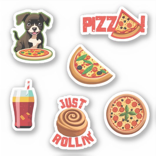 Schattigee Pizza Lovers Stickers - Personaliseer h (Voorkant)