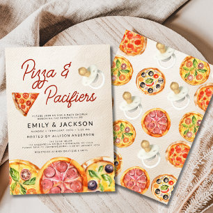 Schattigee Pizza & Pacifiers Baby shower Kaart