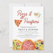 Schattigee Pizza & Pacifiers Baby shower Kaart (Voorkant)