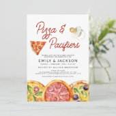 Schattigee Pizza & Pacifiers Baby shower Kaart (Staand voorkant)