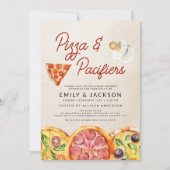 Schattigee Pizza & Pacifiers Baby shower Kaart (Voorkant)