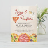 Schattigee Pizza & Pacifiers Baby shower Kaart (Staand voorkant)