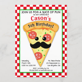 Schattigee Pizza Party Kind verjaardagsuitnodiging Kaart