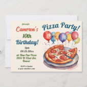 Schattigee Pizza Party Verjaardag gepersonaliseerd Kaart (Voorkant)