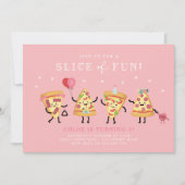 Schattigee Pizza Party Verjaardag Uitnodigen, Slic Kaart (Voorkant)
