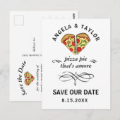 Schattigee Pizza Pie Amore Wedding Save the Date Briefkaart (Voorkant / Achterkant)