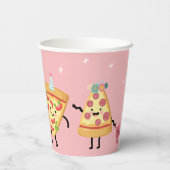 Schattigee Pizza Slices, Meisjes Roze Pizza Verjaa Papieren Bekers (Achterkant)