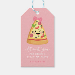 Schattigee Pizza Verjaardagsfeest Dank u meisjes Cadeaulabel