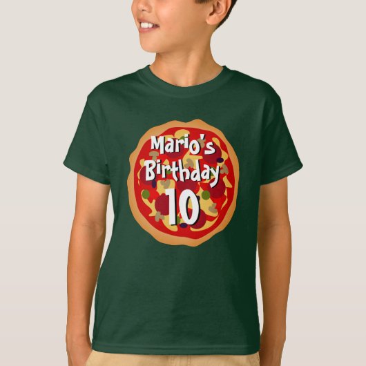 Schattigee pizza Verjaardagsfeest t shirt voor kin (Voorkant)