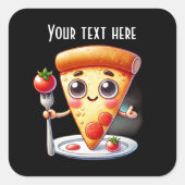 Schattigee pizzaliefhebbers vierkante sticker (Voorkant)