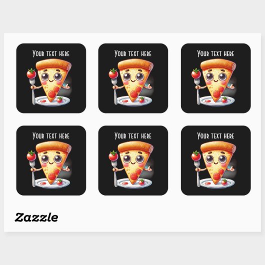 Schattigee pizzaliefhebbers vierkante sticker (Vel)