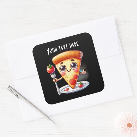 Schattigee pizzaliefhebbers vierkante sticker (Envelop)