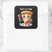 Schattigee pizzaliefhebbers vierkante sticker (Tas)
