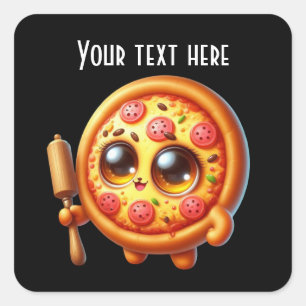 Schattigee pizzaliefhebbers vierkante sticker
