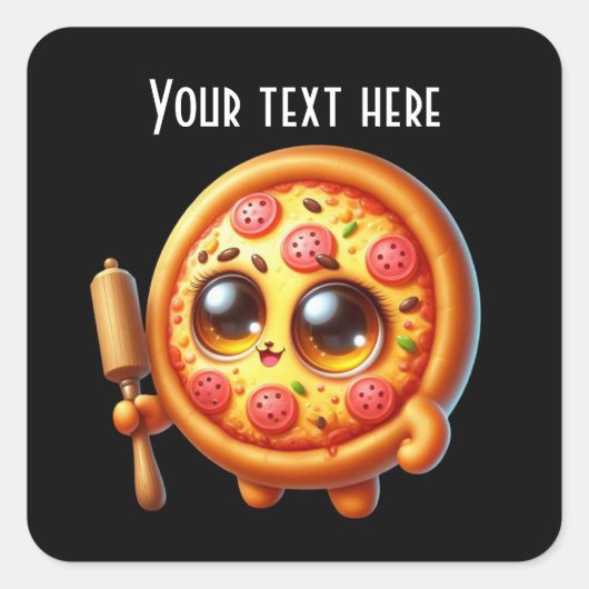 Schattigee pizzaliefhebbers vierkante sticker (Voorkant)