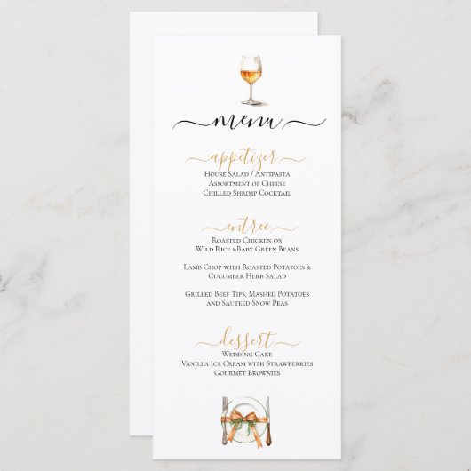 Schattigee Plaatsinstelling & Wijnglas Menu (Voorkant / Achterkant)