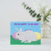 Schattigee Plaid Bunny Ik ben zo blij om hier brie Feestdagenkaart (Staand voorkant)